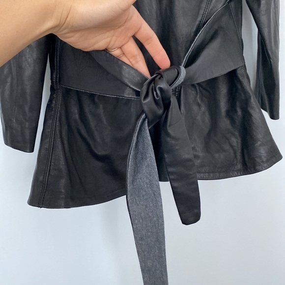 Bird by Juicy Couture Soft Leather Jacket Hoodie w/ Peplum🖤 - Picture 7 of 17